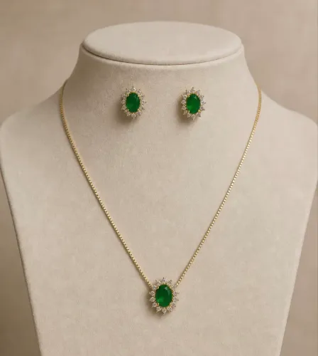 Conjunto Esmeralda Royal em ouro 18k 750
