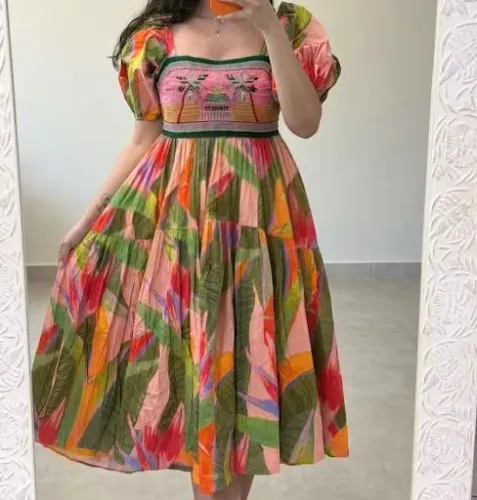 Vestido Farm Rio Global Midi Estampado Tam P