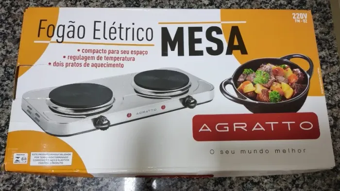 Fogão cooktop elétrica Agratto 2000W FM aço inoxidável 2 kW Prateado