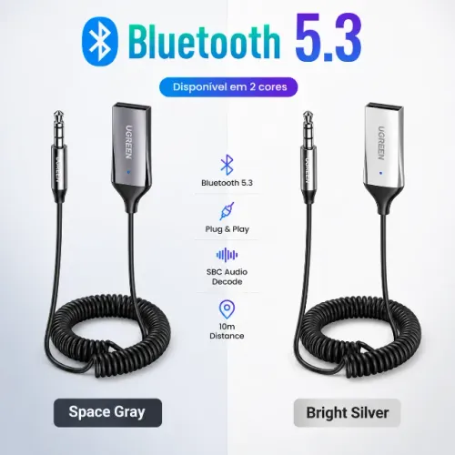 Receptor Áudio Bluetooth 5.3 Ugreen 3.5mm Aptx Para Carro