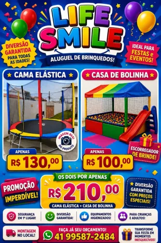 Aluguel de cama elástica e piscina de bolinhas