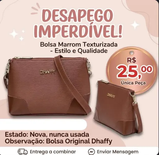 Bolsa Marrom Transversal Nova
