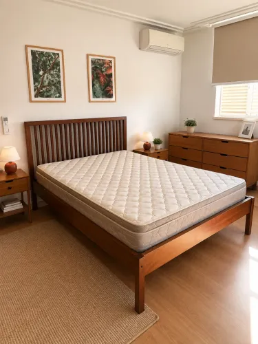 CAMA DE CASAL TOK&STOK TINTO HIGH + COLCHÃO CASTOR D33