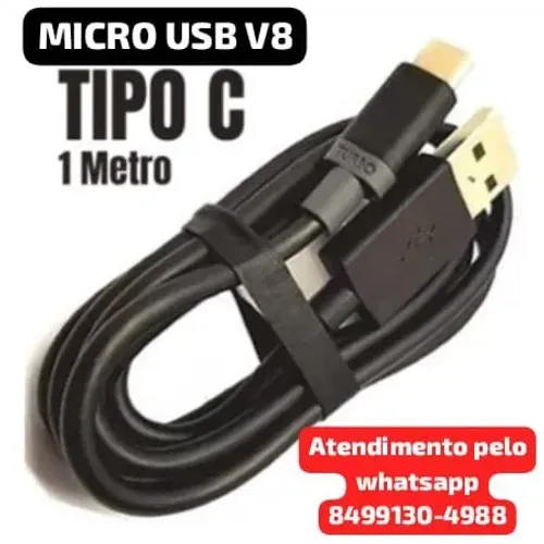 Cabo USB Tipo C ou micro USB v8