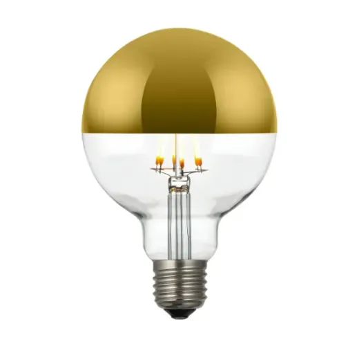 lampada de led dourada filamento e27 globo 6w 480lm luz amarela bivo