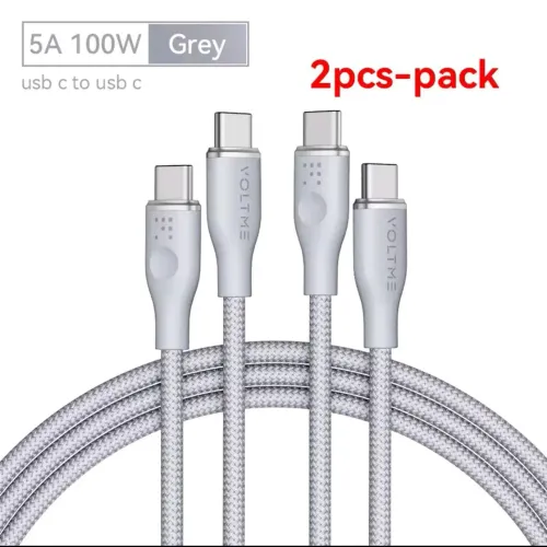 Kit 2 Cabos USB C 100W Carregamento Rápido Trançado Reforçado 1mt