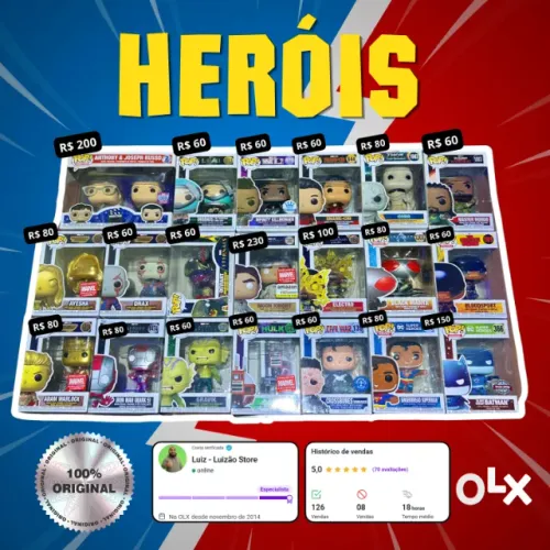 Funko Pop Marvel e DC Heróis Baratos Original
