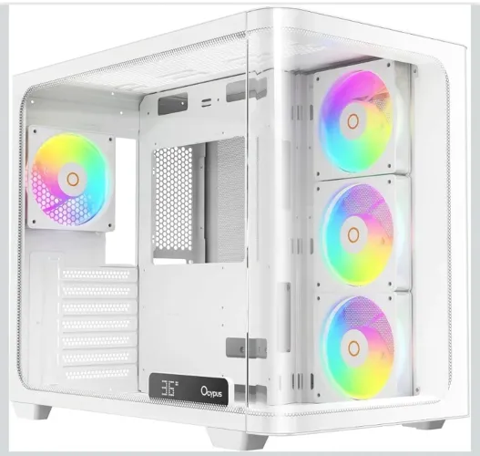 Gabinete Gamer Ocypus Iota C70 Curve ARGB Branco - ACOMPANHA 4 FANS