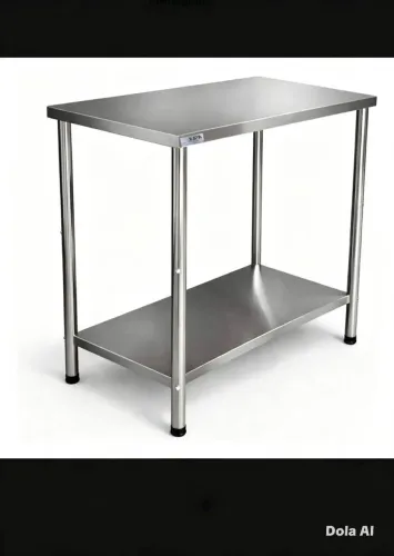 Mesa Inox 90X50cm l duas Prateleira