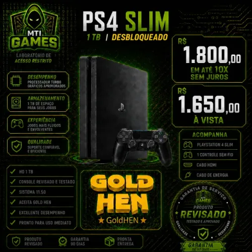 PS4 SLIM HD 1TB DESBLOQUEADO 11.50