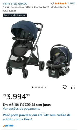 Carrinho Graco 3 em 1 + Bebê Conforto + Base | Excelente estado