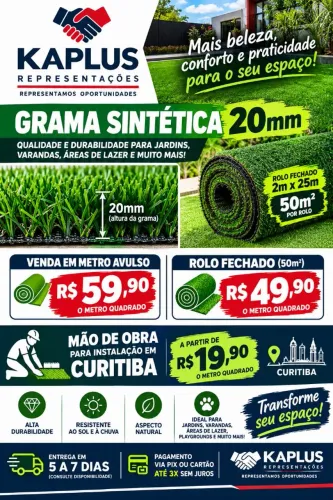Grama Sintética 20mm jardim 2 cores 1ª linha