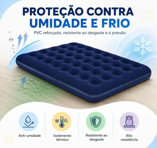 Colchão Inflável Casal Acampamento Super Resistente 300kg