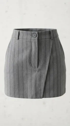 Short saia em alfaiataria risca de giz