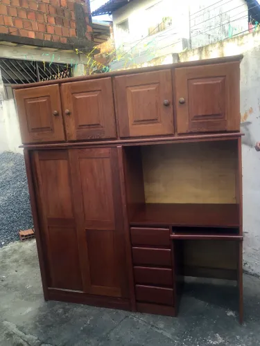 Guarda roupa de casal madeira angelim pedra semi novo pra vim buscar aqui em prazeres
