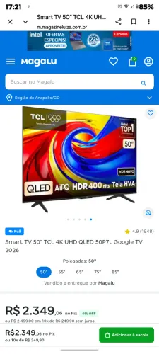 TV tcl qled 50 polegadas nova na garantia