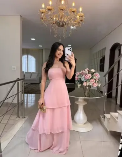 Vestido rosa festa P, M