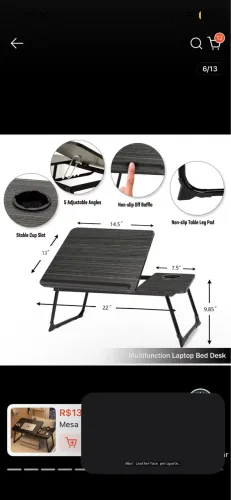 Mesa Para Notebook Dobrável Regulável Com Gaveta Multifuncional com Altura Ajustável