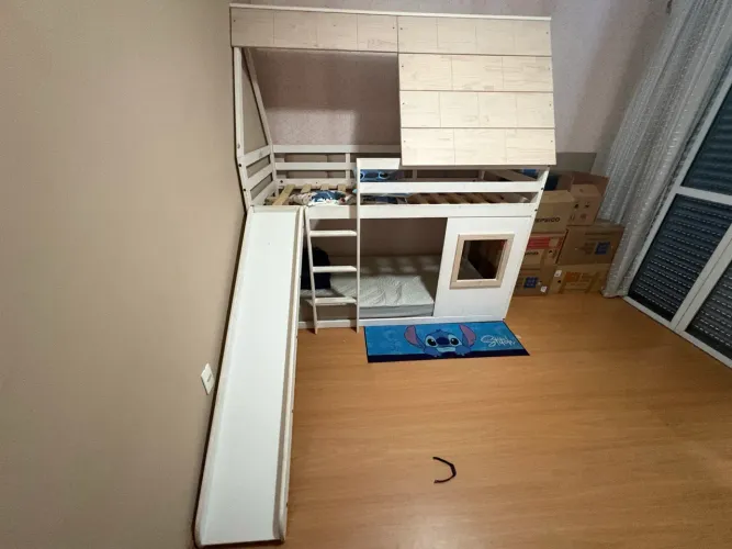  Beliche infantil casinha com escorregador