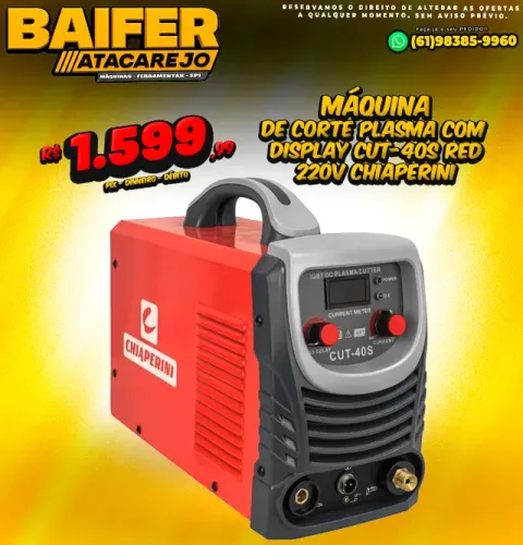 Máquina de Corte Plasma Com Display CUT-40S Red 220v Chiaperini