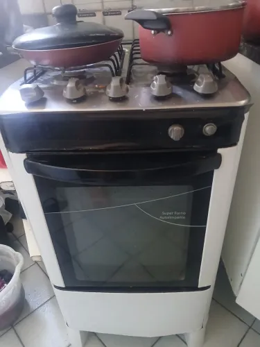Fogao4 bocas esmalte elétrico, forno autolimpante 