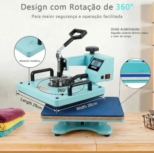 Prensa térmica 10 em 1 rotação de 360