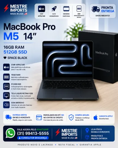 MacBook Pro M5 14 polegadas - 16GB / 512GB