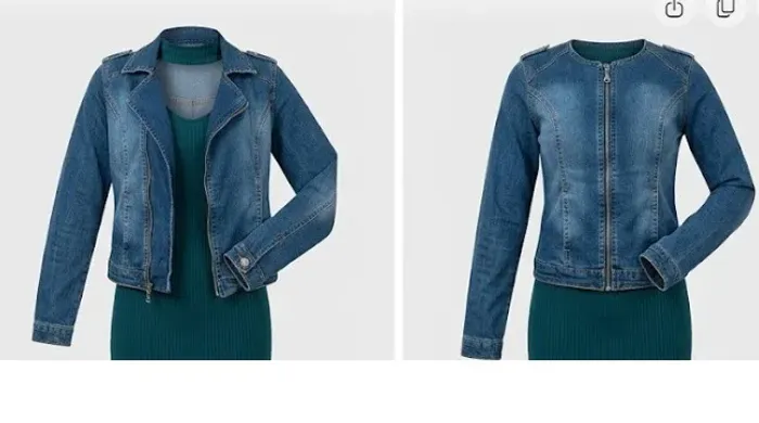 jaqueta jeans com fechamento em ziper bolsos laterais tamanho P