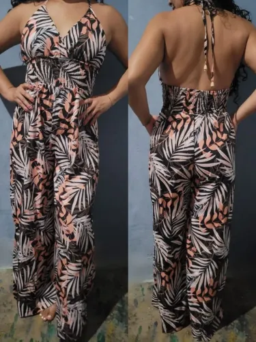 Macacão estampado longo ?