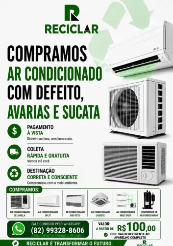 AR CONDICIONADO COM DEFEITO OU AVARIAS? COMPRAMOS E COLETAMOS NO SEU ENDEREÇO! 