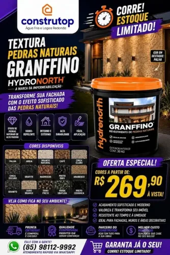 Textura Pedras Naturais Granffino Hydronorth 20kg - Nova/Lacrada - A partir de R$ 269,90