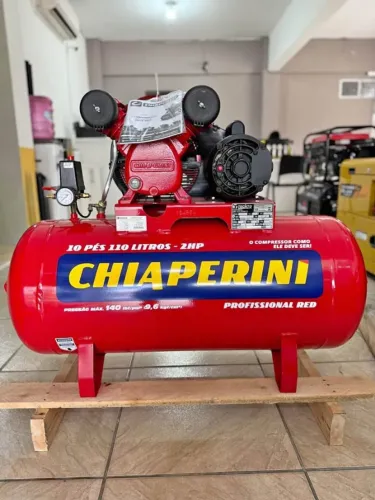  Compressor de Ar 110 litros Chiaperini 140 Libras Motor 2 Hp Monofásico - Novo