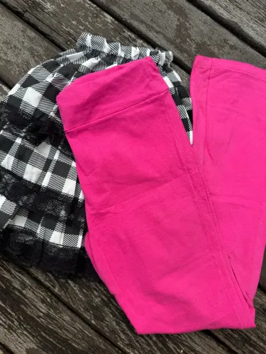 Calça bailarina pink + saia xadrez 10 anos