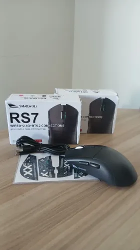 Mouse Gamer Sem Fio Smailwolf RS7 20.000 DPI, 1000hz, Software de configuracão Preto Novo