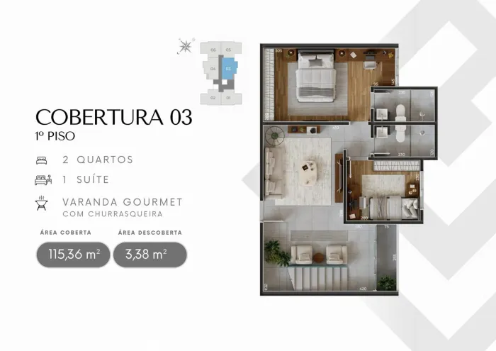 Cobertura à Venda com 02 Quartos no Bairro São José em Divinópolis MG.