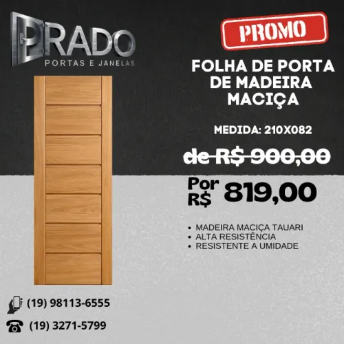 Folha de porta de madeira maciça "Tauri" ( 210x082 e 210x092) pronta entrega