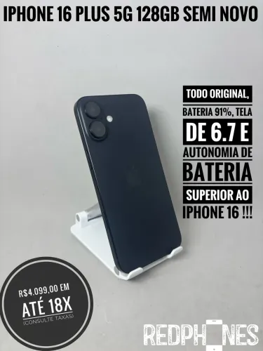 Loja física. Aceitamos trocas em iPhone's ou Android iPhone 16 Plus 128GB