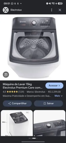 Máquina de lavar eletrolux