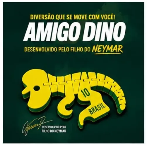 Amigo Dino Articulado Brasil 10 - Brinquedo Flexível 