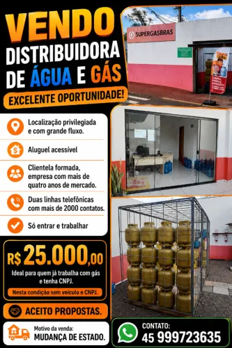 Vendo distribuidora de água e gás