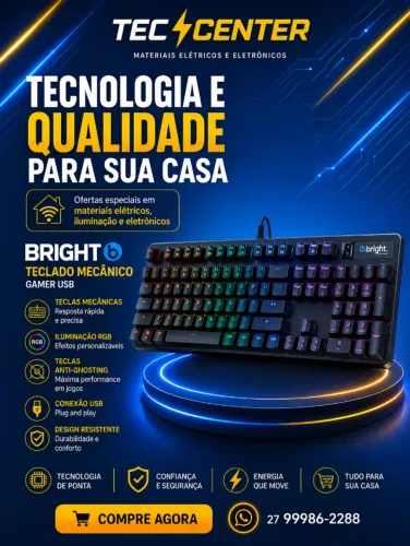 Teclado Bright  Usb Mecanico Attack ABNT2 Swich Azul