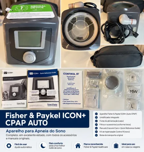 CPAP Automático Fisher & Paykel ICON+ com Umidificador + Acessórios