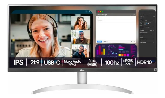 Monitor 29 Ultrawide 29wk600-w Ips Fhd Ips LG com nota fiscal<br><br>Bivolt Cor Preto 100v/240v