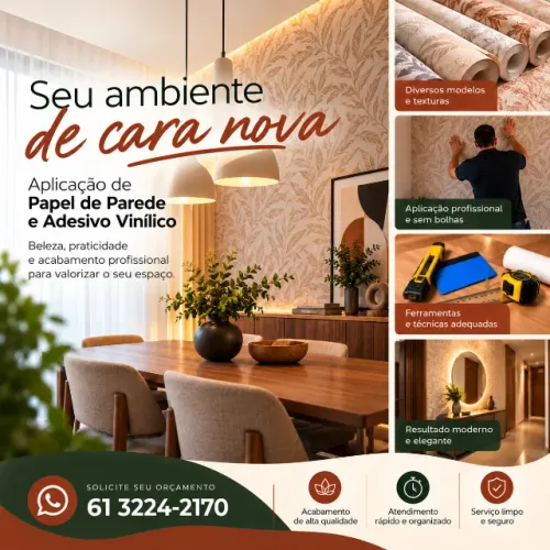 Aplicação de Papel de Parede, Adesivação e Envelopamento de Teto, Móveis e Geladeira