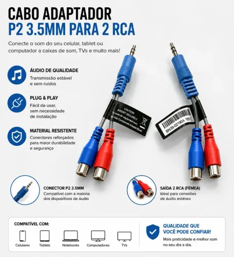 Cabo AV Original Samsung Adaptador TV P2 x RCA Bn39-02190a