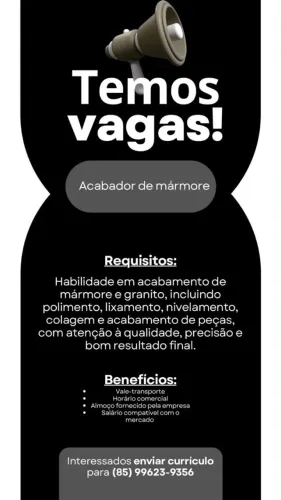 Vaga de acabador de mármore