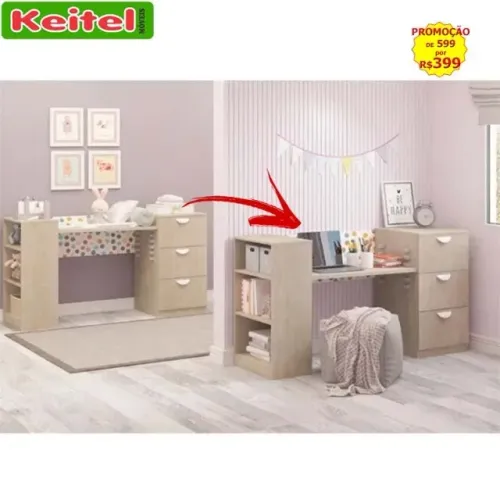 Trocador Bebê / Mesa Infantil Regulável Kids Cor Nature / Circulos - 1007