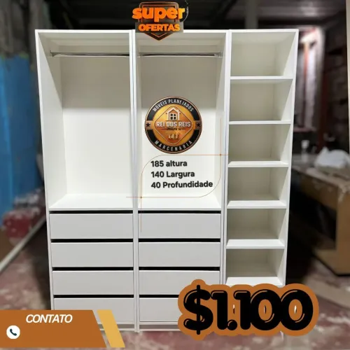 Closet roupeiro com 8 gavetas