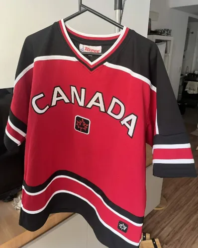 TeePee Camiseta Jersey hóquei vintage Canadá - tamanho S/P