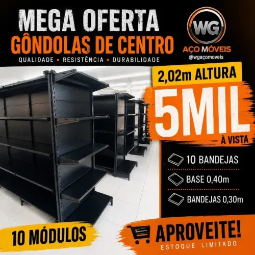 gondolas  pretas  seminova 10 modulos  